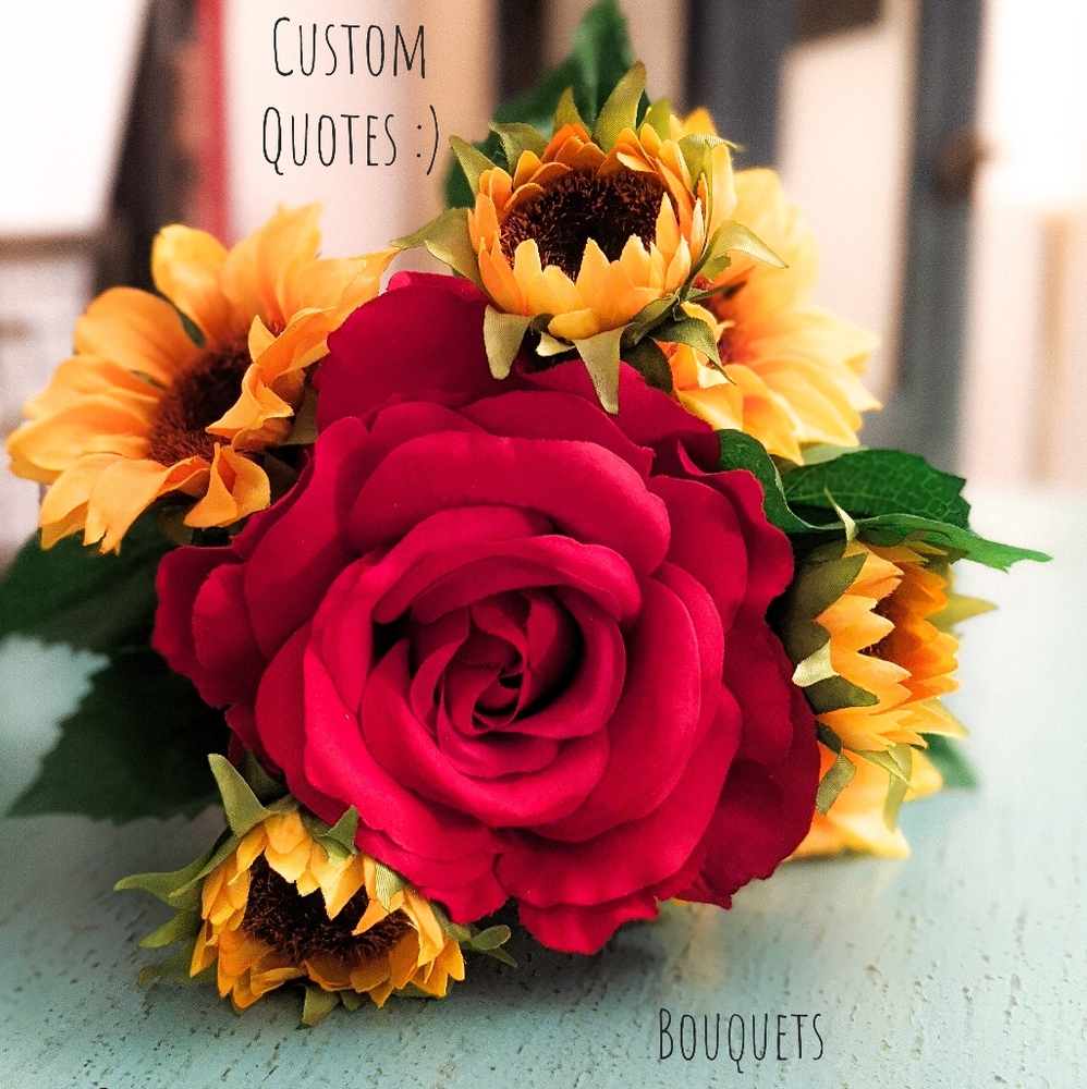 Sunflower & Rose Rustic Burlap Bouquet - Picture 11 of 12
